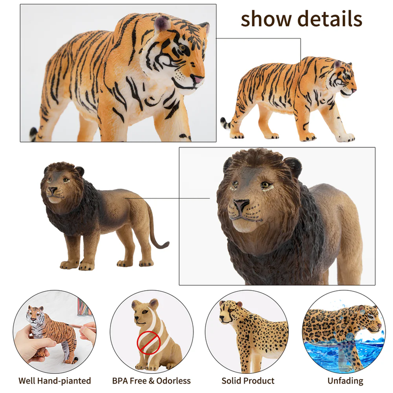 8Pcs Simulation Lion Tiger Leo – Kids Toys Under $5 Bewertung und Preis