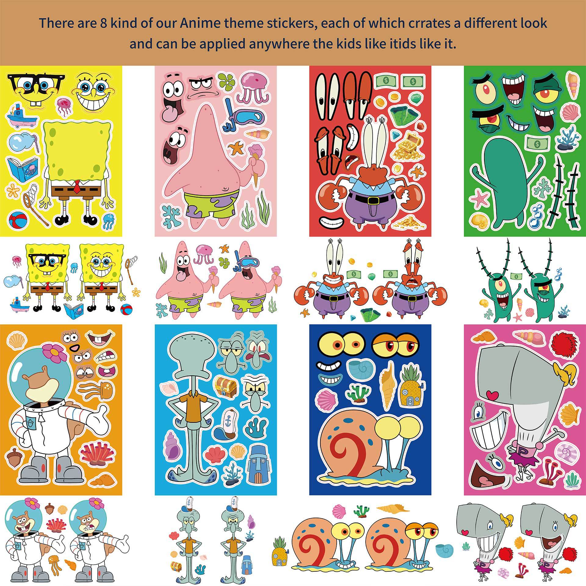 8pcs SpongeBobs DIY Sticker Ki – Kids Toys Laptop Bewertung und Preis