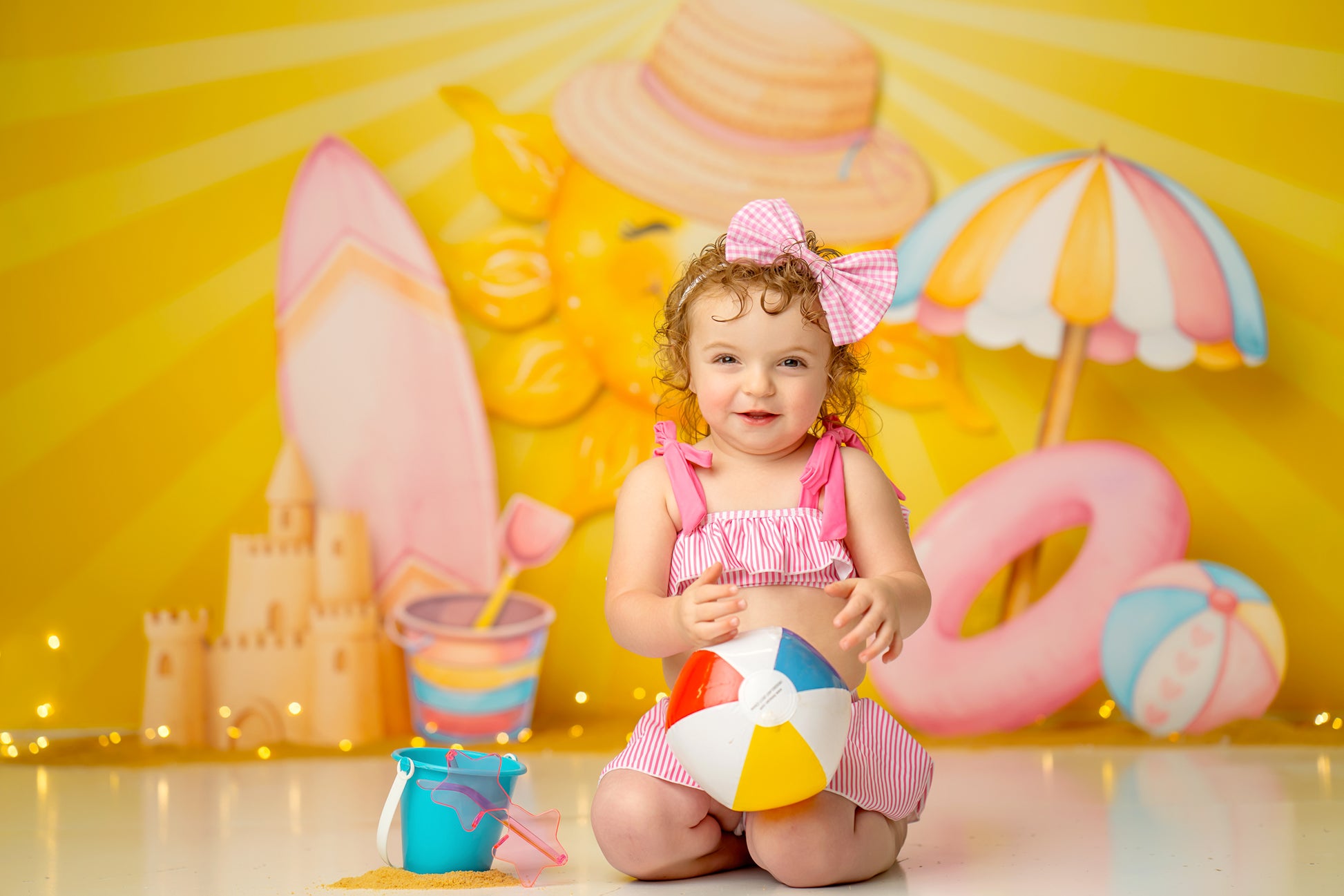 Vibrant Summer Beach Photograp – Toys Background For Kids Bewertung und Preis