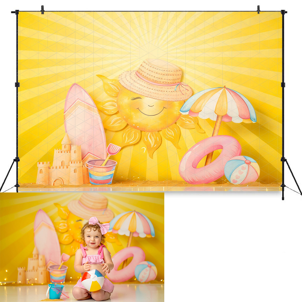 Vibrant Summer Beach Photograp – Toys Background For Kids Bewertung und Preis
